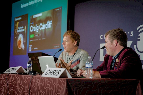 Kevin Breuner and Chris Robley recording live at CD Baby's DIY Musician Conference: Photo by Josh Coyle