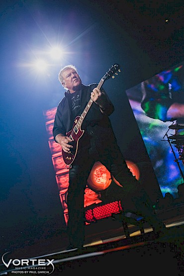 Alex Lifeson with Rush at the Moda Center in 2015—click to see more photos by Paul Garcia
