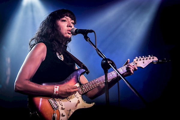 Lips pursed and eyes focused: La Luz's Shana Cleveland at the Wonder Ballroom on Saturday, August 8—click to see a whole gallery of photos by Sam Gehrke