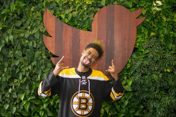 Danny Brown sporting his new do at Twitter HQ.