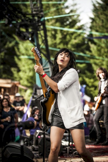 Thao Nguyen of Thao & The Get Down Stay Down at Pickathon on August 7, 2016—click to see more photos by Sam Gehrke