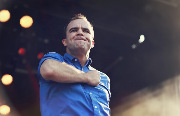 Future Islands frontman Samuel T. Herring at MusicfestNW where they also shared the bill with Spoon—check out more photos by Autumn Andel of both bands