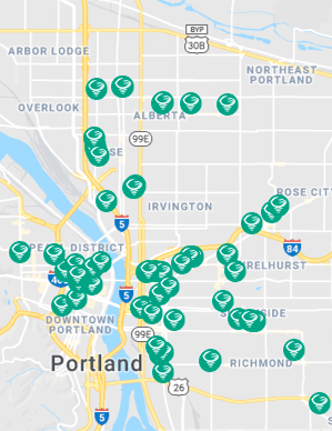 Map of pickup locations